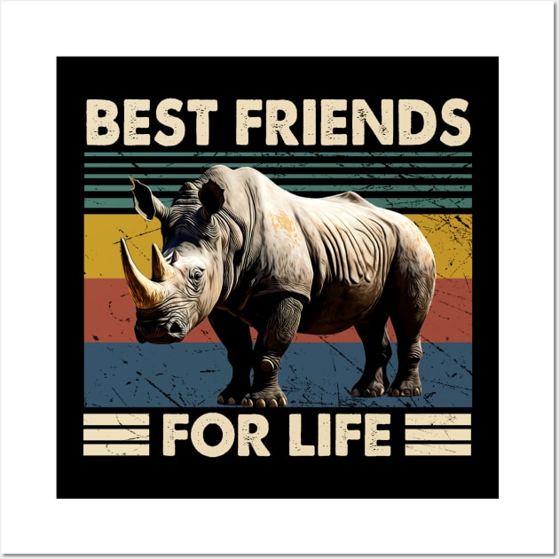 Rhino Best Friends For Life Tee for Admirers of Wildlife Warriors Wall Art by Kevin Jones Art